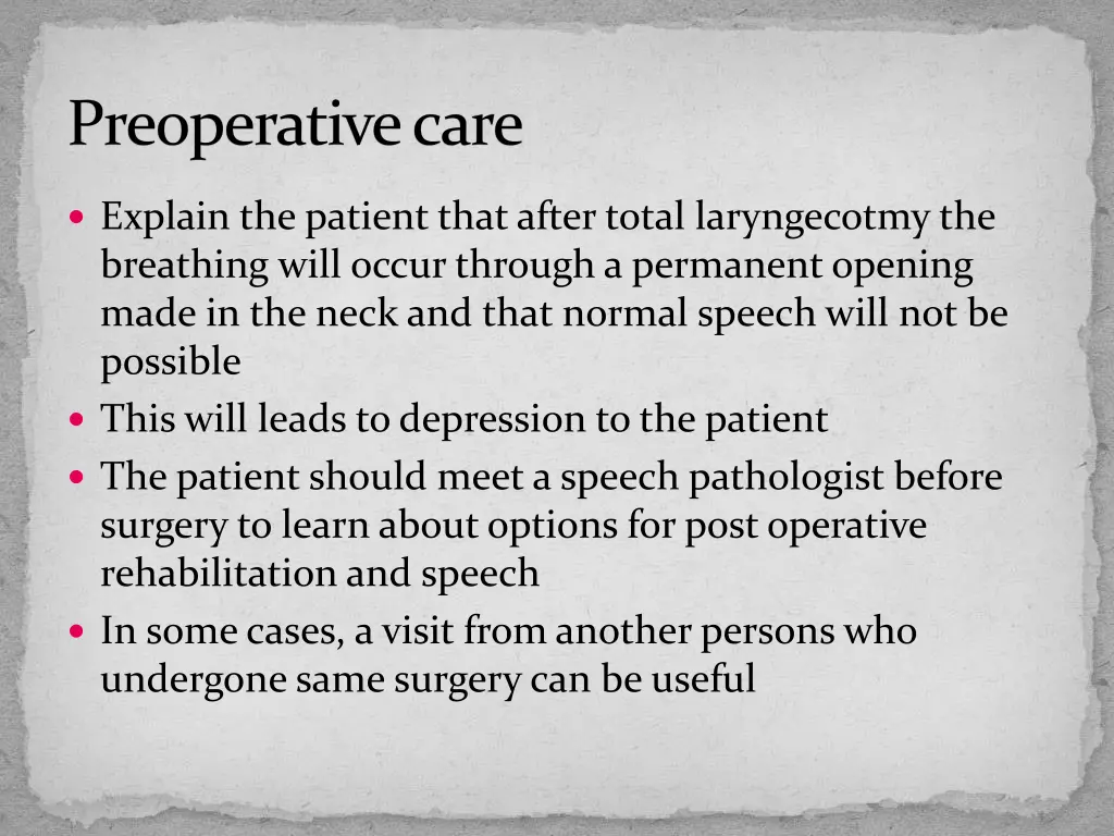 preoperative care