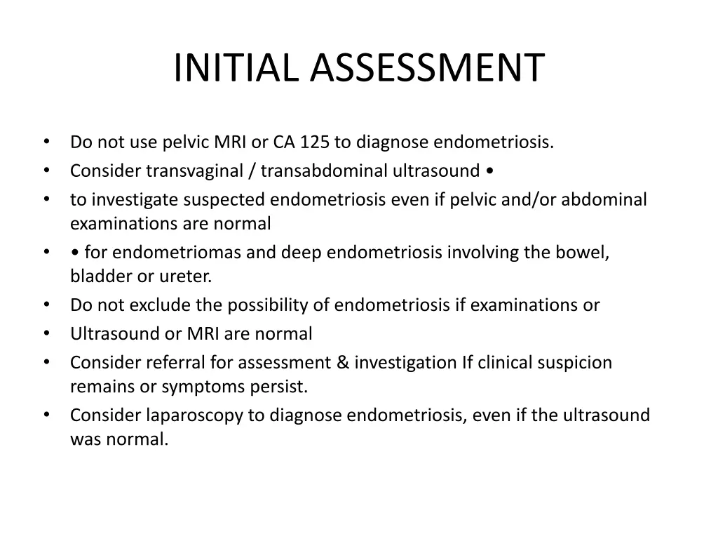 initial assessment