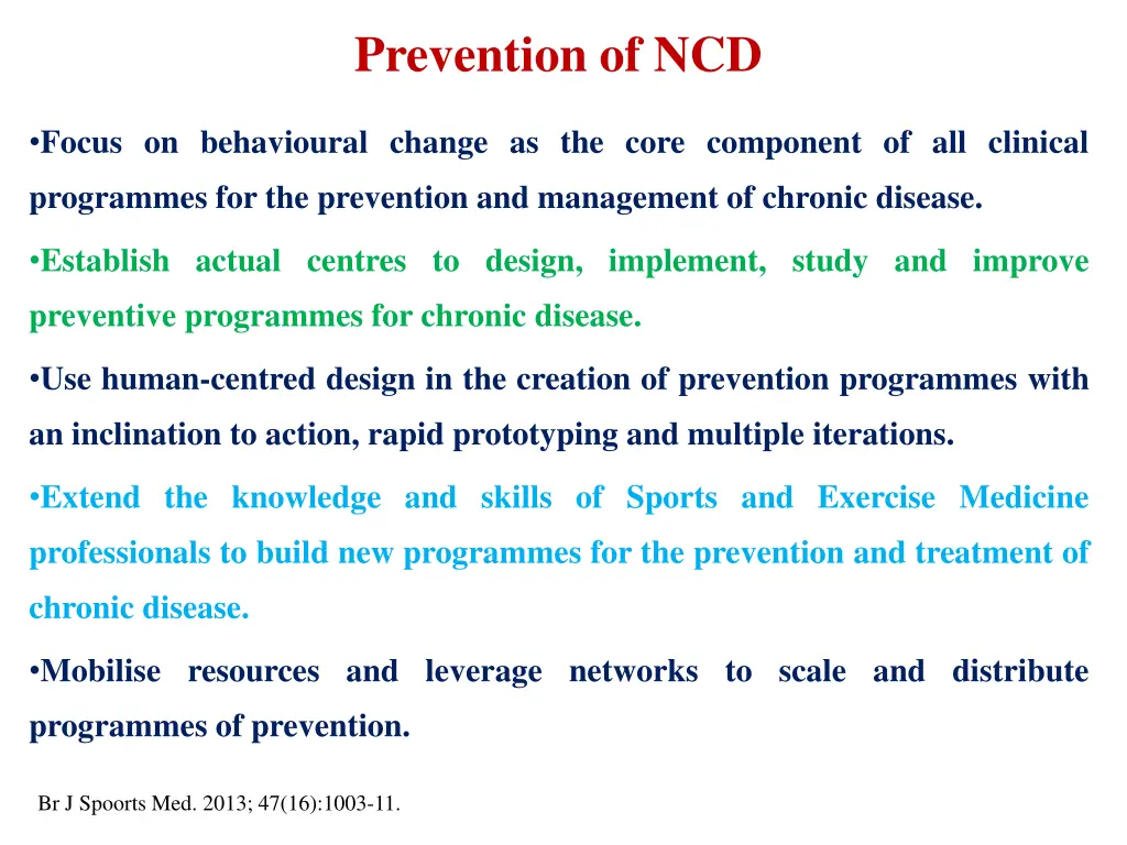 prevention of ncd