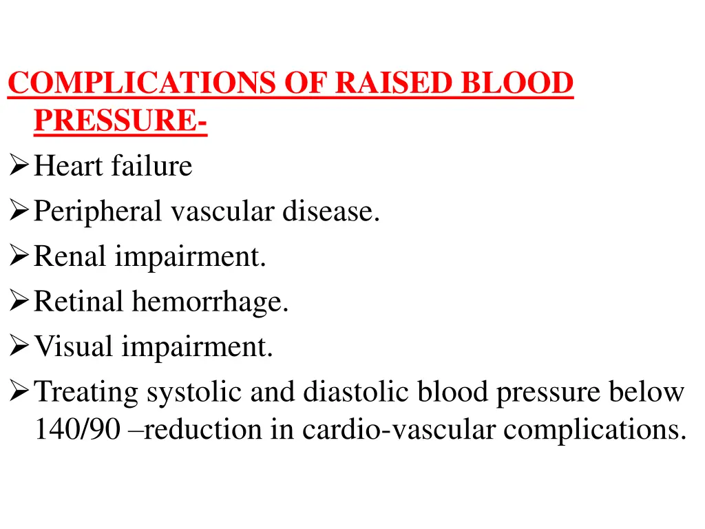 complications of raised blood pressure heart