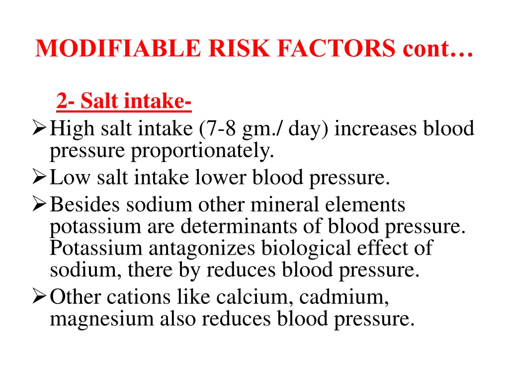 modifiable risk factors cont