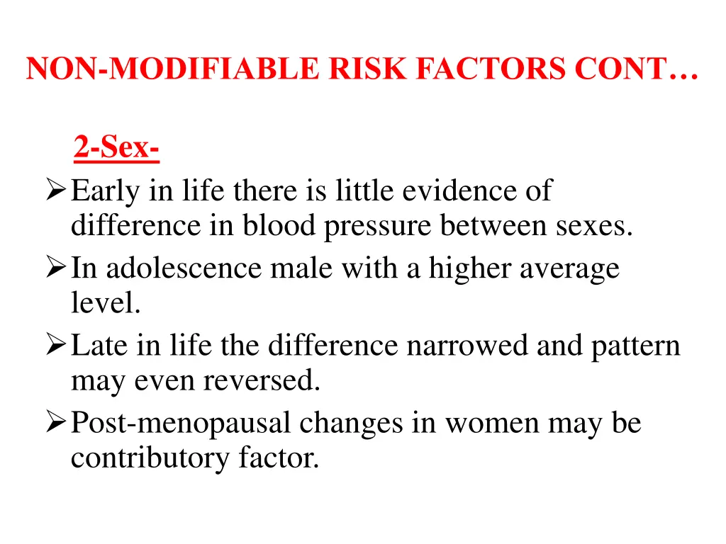 non modifiable risk factors cont