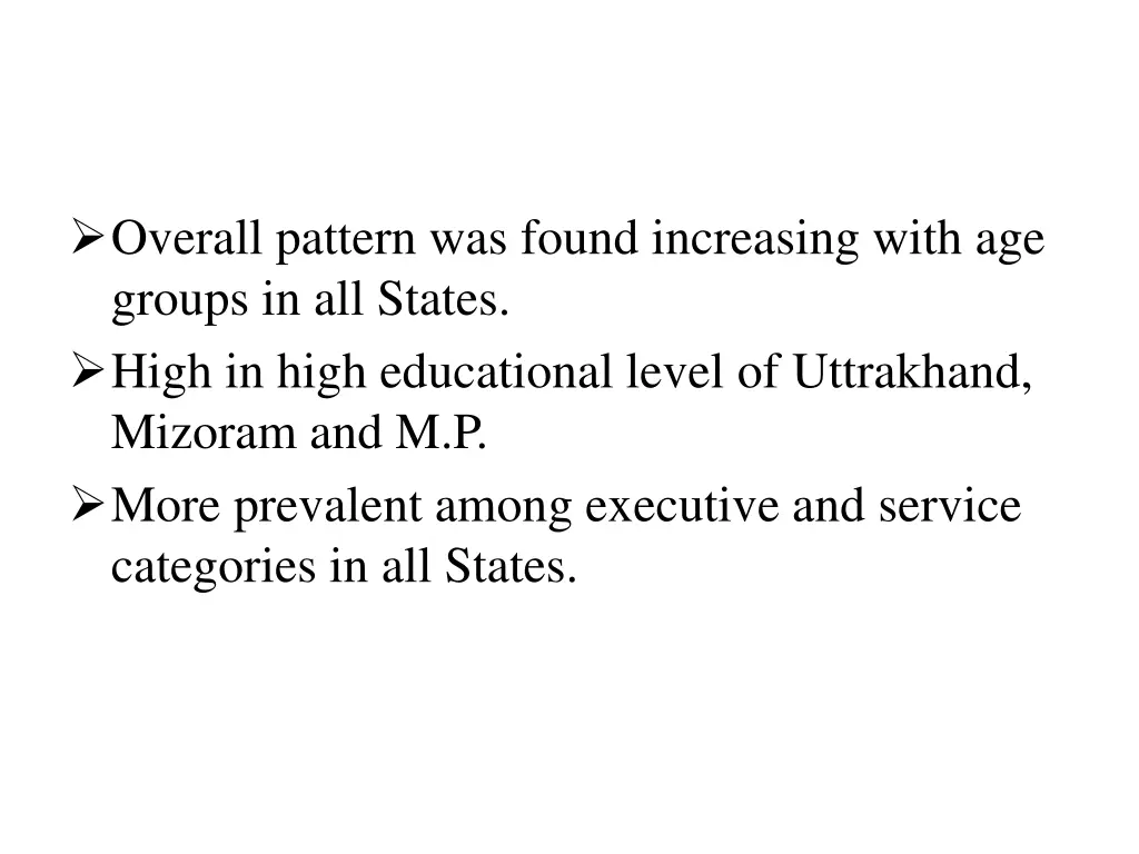 overall pattern was found increasing with