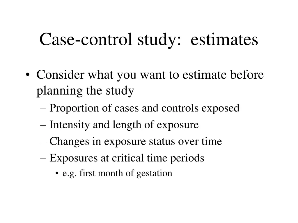 case control study estimates