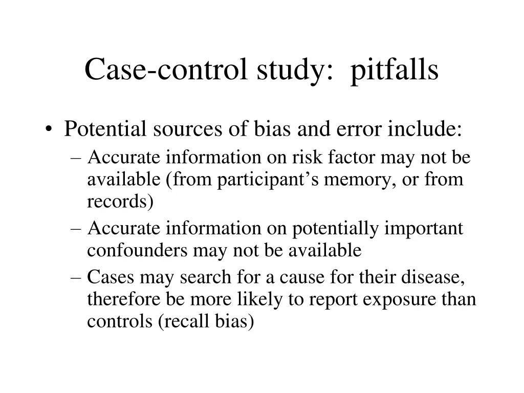 case control study pitfalls