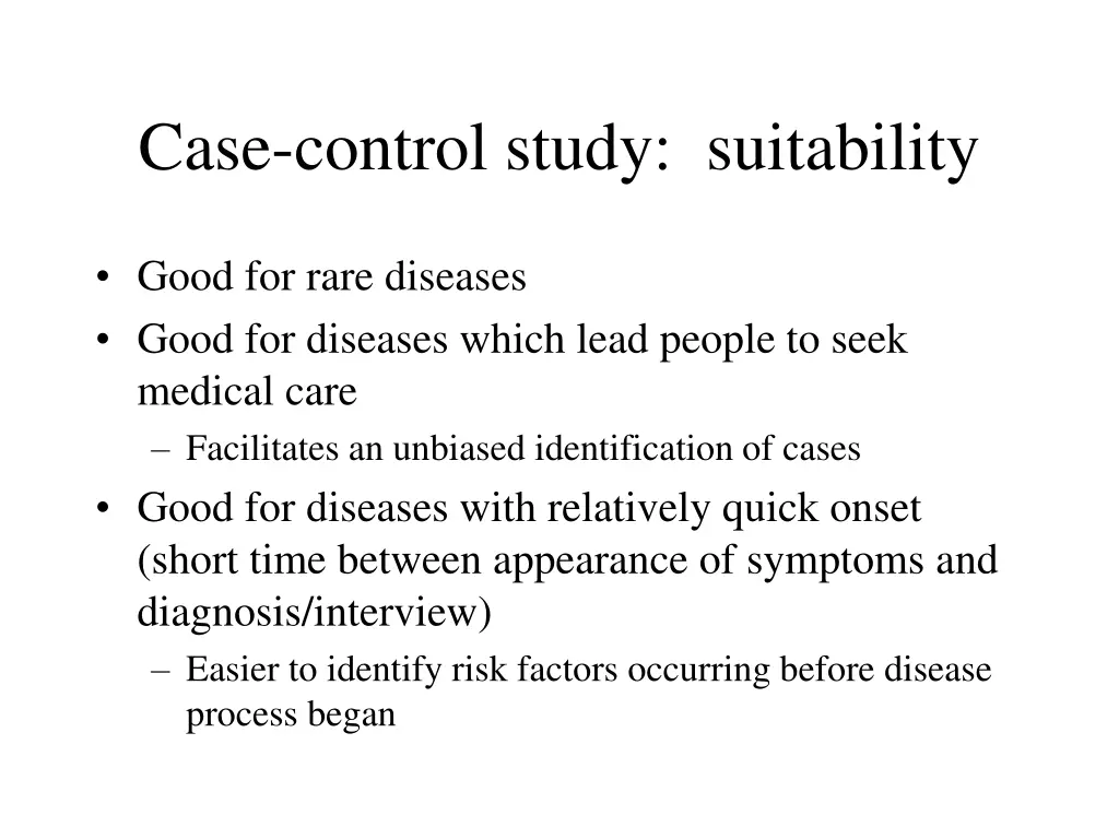 case control study suitability