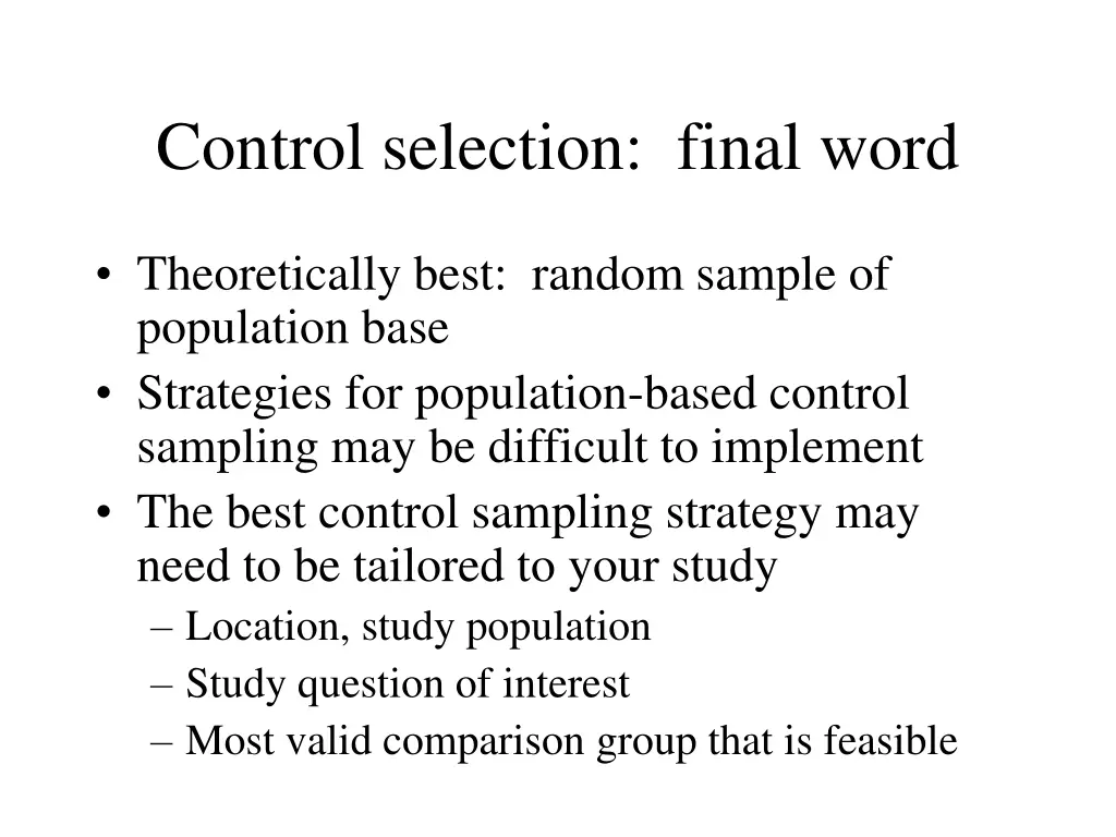 control selection final word