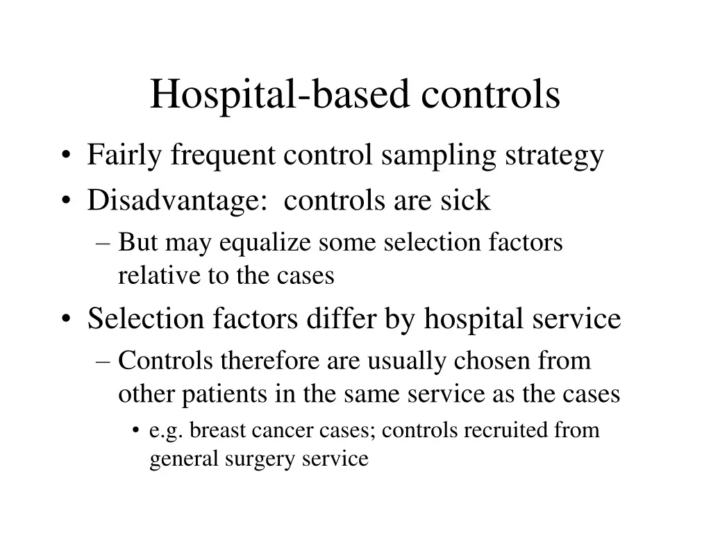 hospital based controls