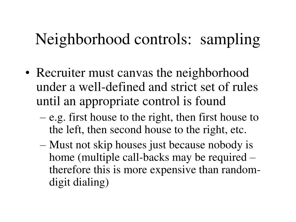 neighborhood controls sampling 1