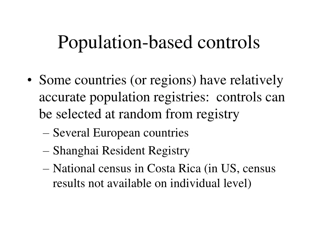 population based controls 1