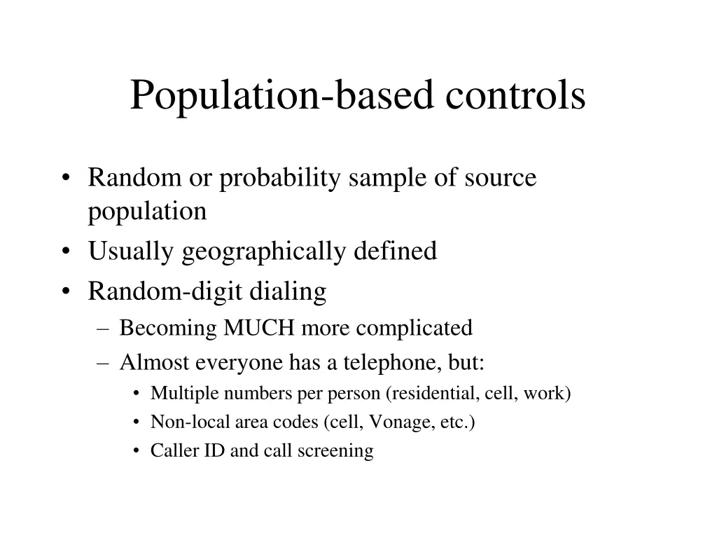 population based controls
