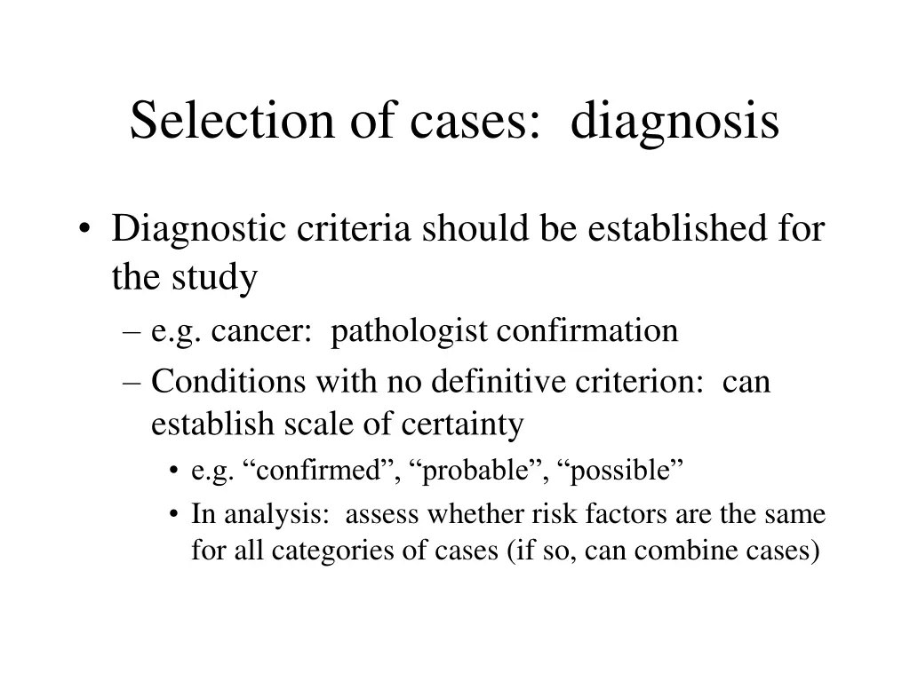 selection of cases diagnosis