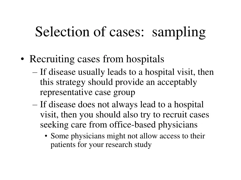 selection of cases sampling 1
