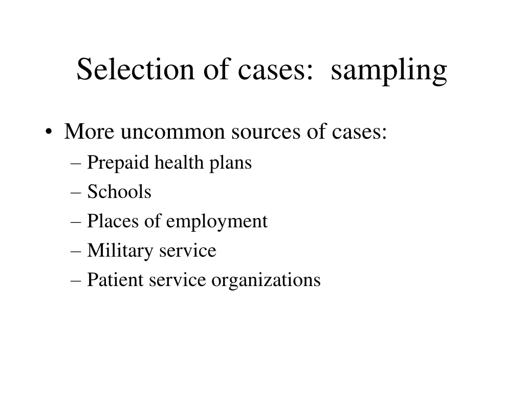 selection of cases sampling 2