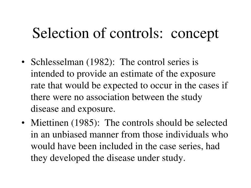 selection of controls concept