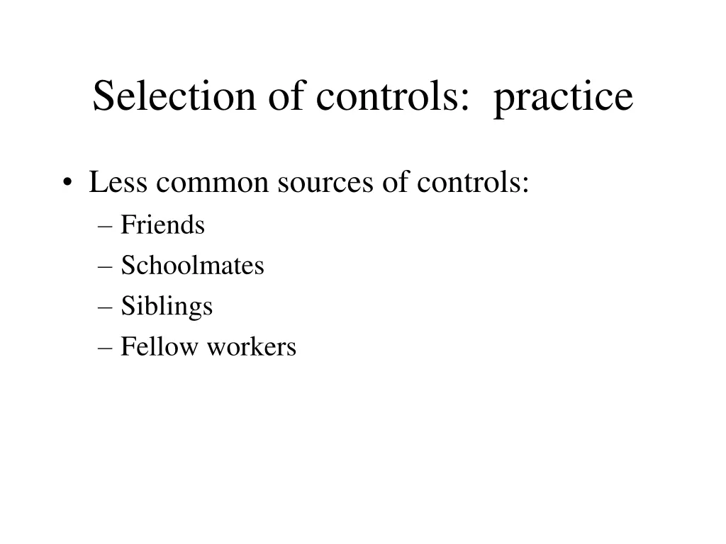 selection of controls practice 1