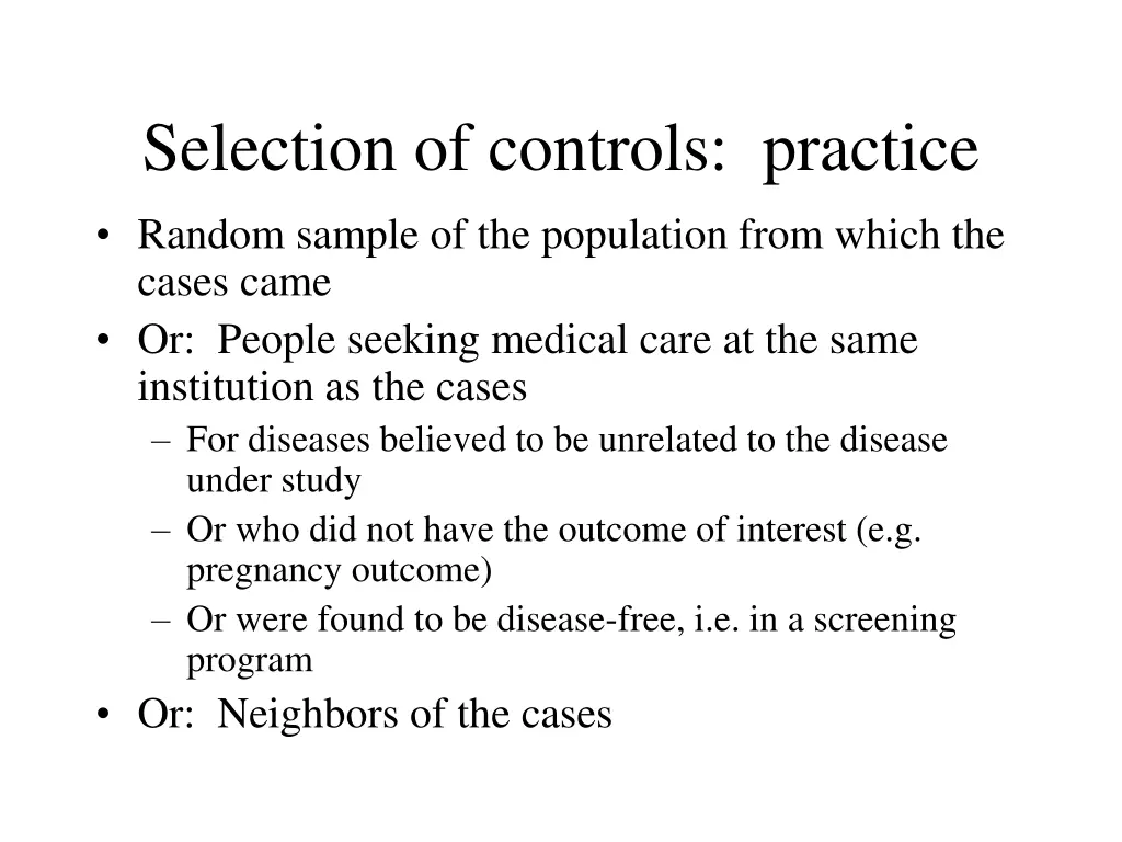 selection of controls practice