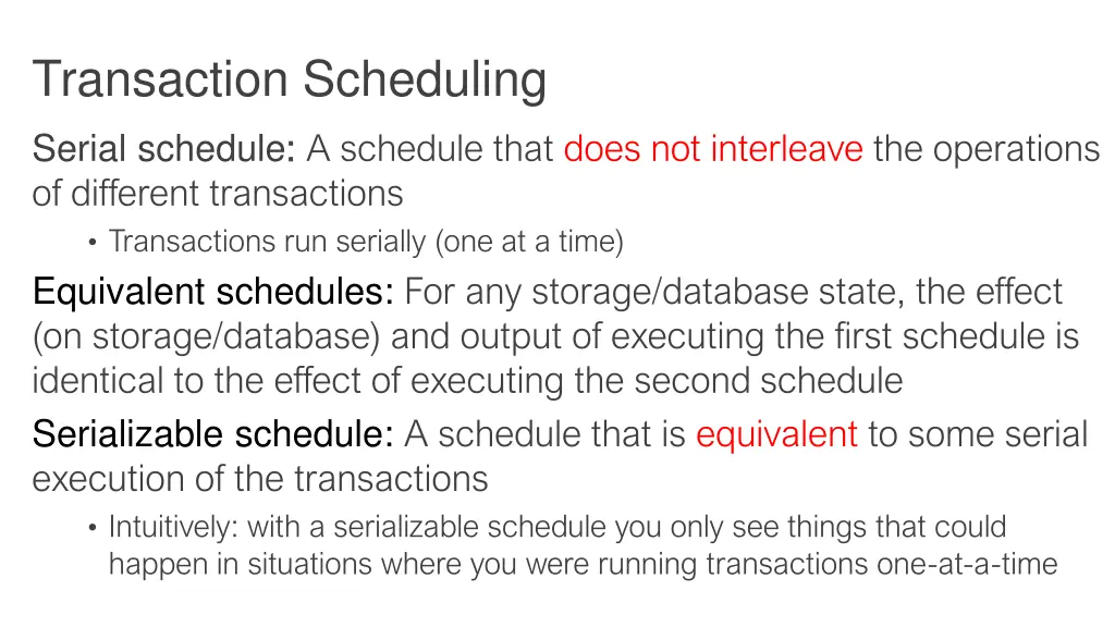 transaction scheduling serial schedule a schedule