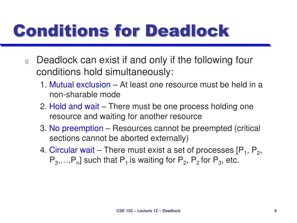 conditions for deadlock