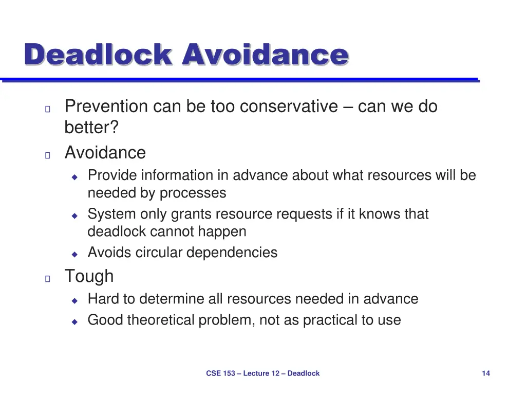 deadlock avoidance