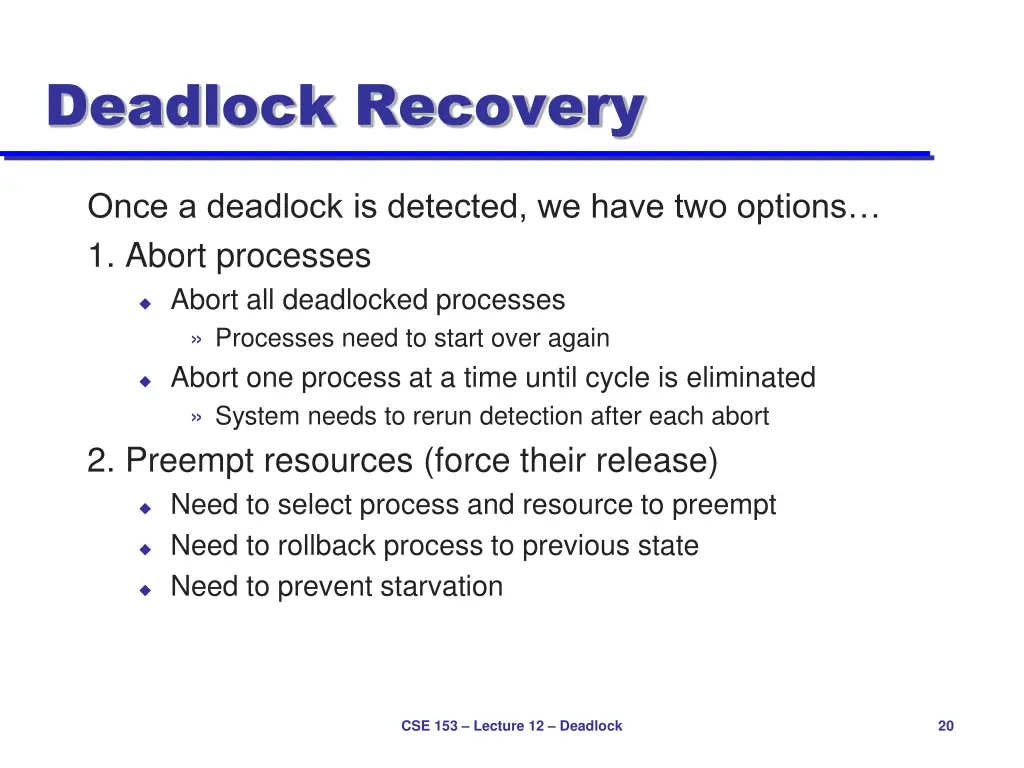 deadlock recovery