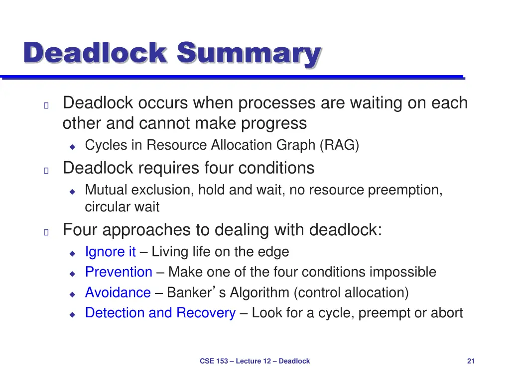 deadlock summary