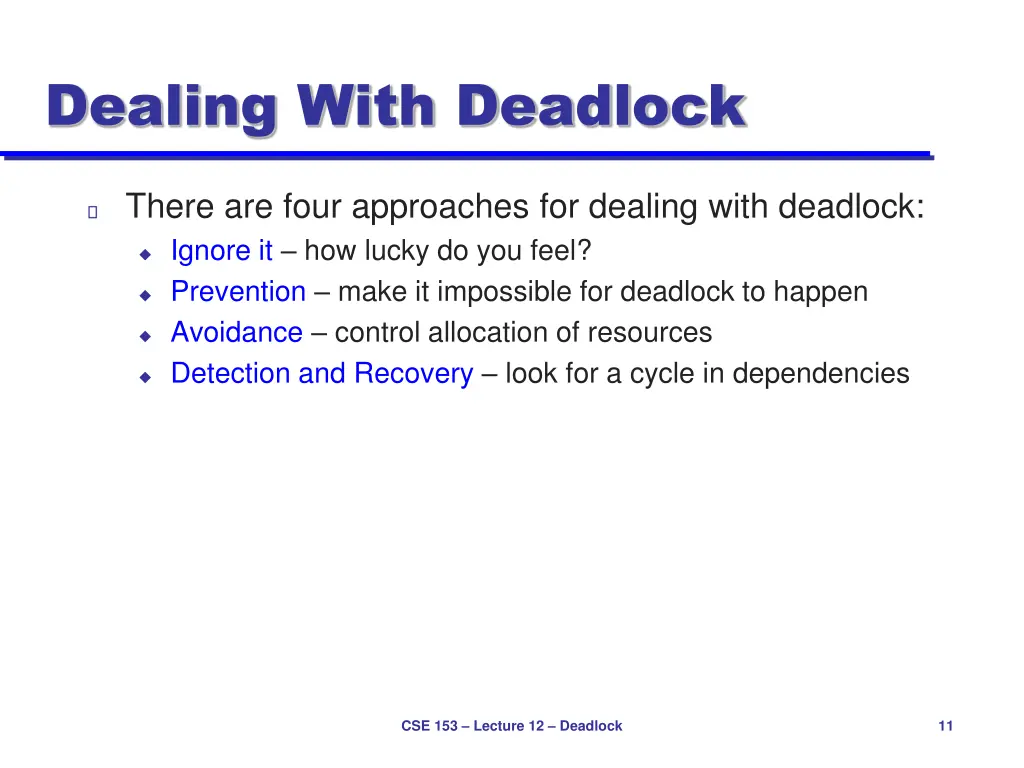 dealing with deadlock