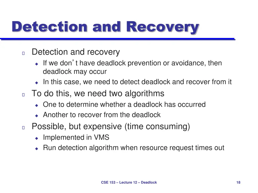 detection and recovery