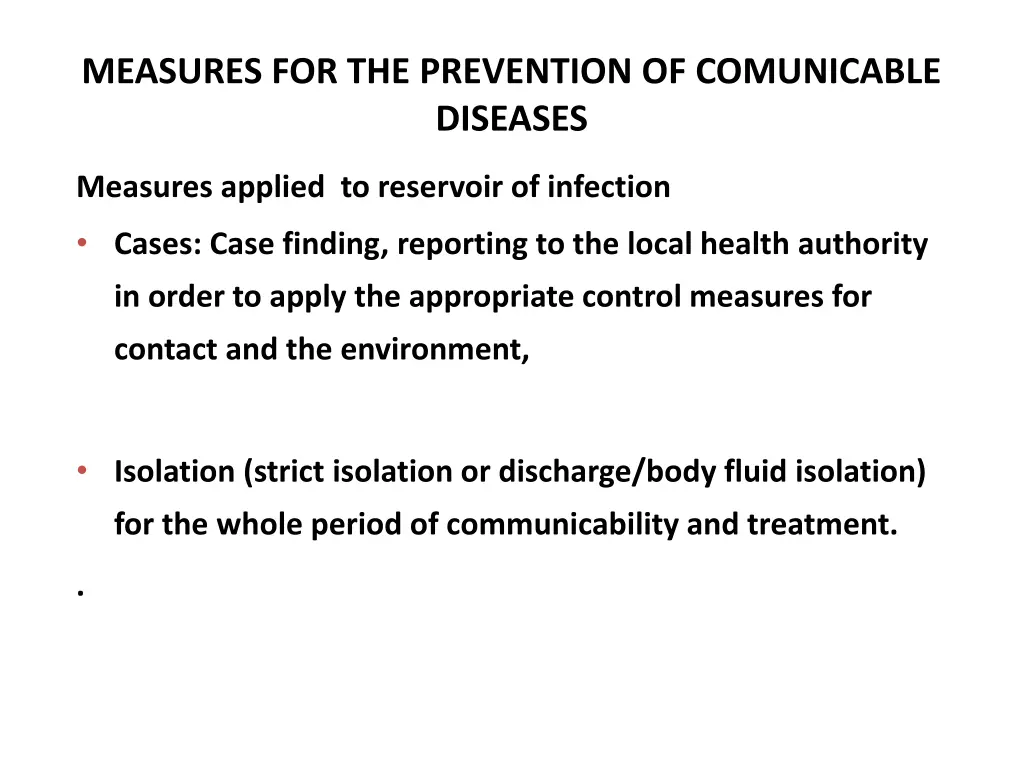 measures for the prevention of comunicable 1