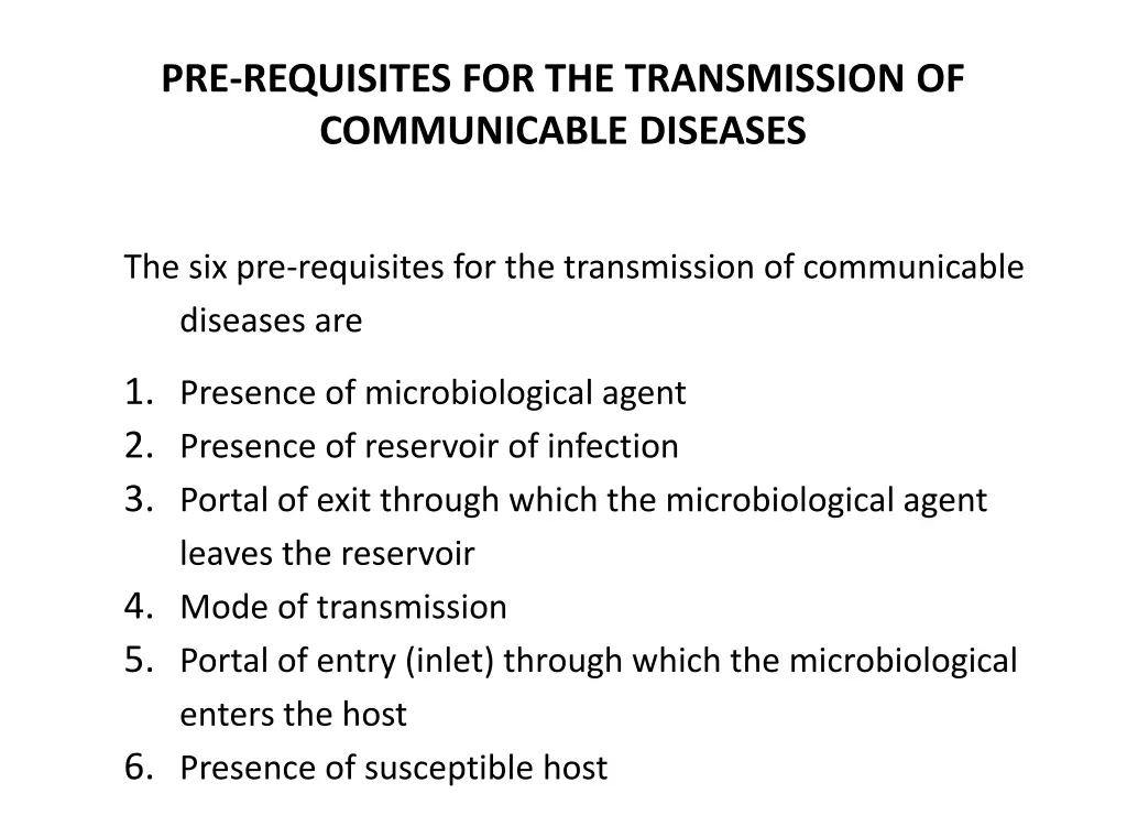 pre requisites for the transmission