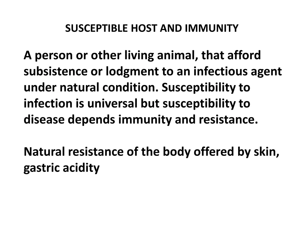 susceptible host and immunity