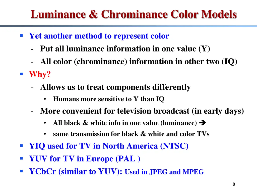 luminance chrominance color models