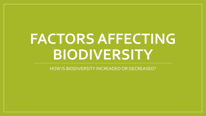 factors affecting biodiversity