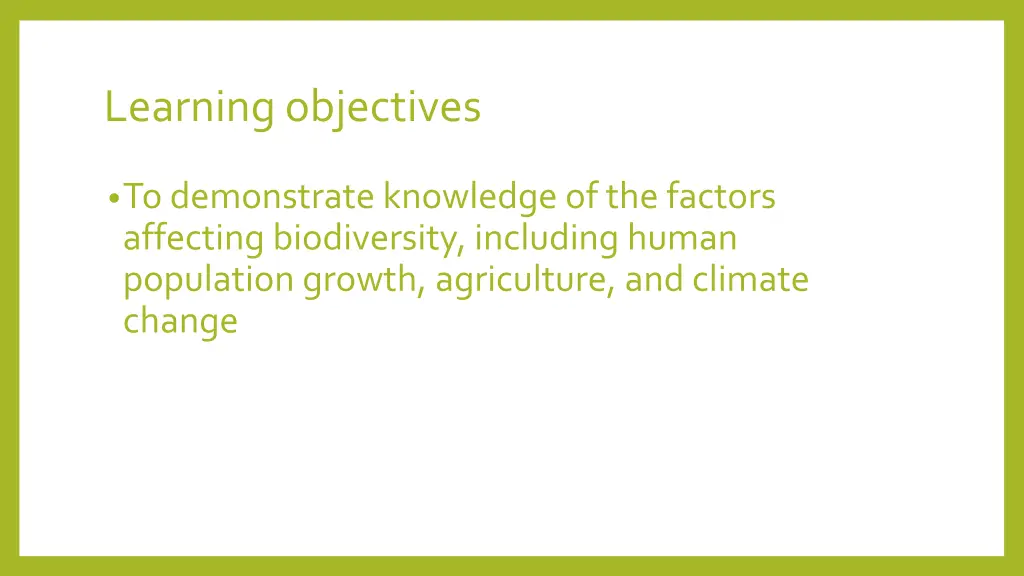learning objectives