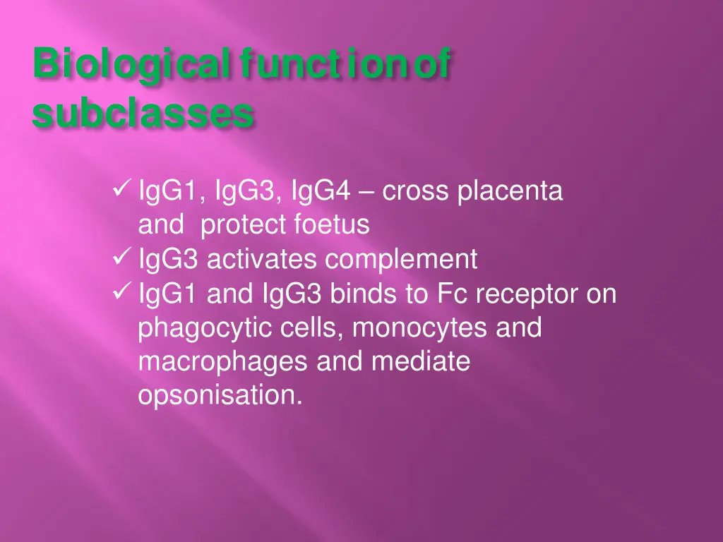 biological function of subclasses