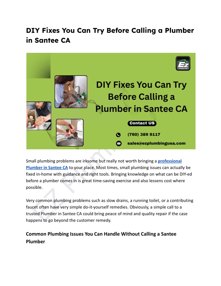 diy fixes you can try before calling a plumber