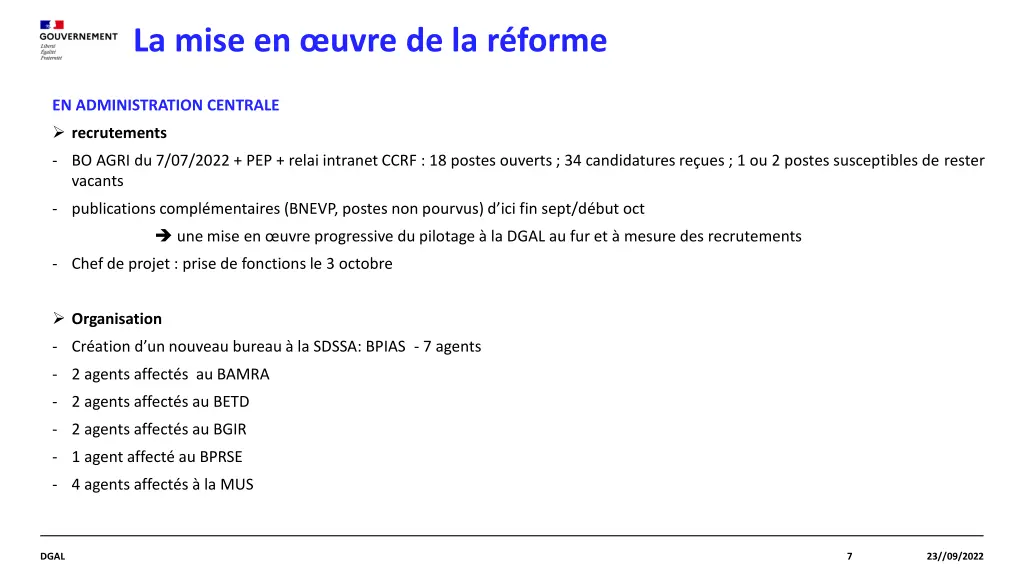 la mise en uvre de la r forme 1