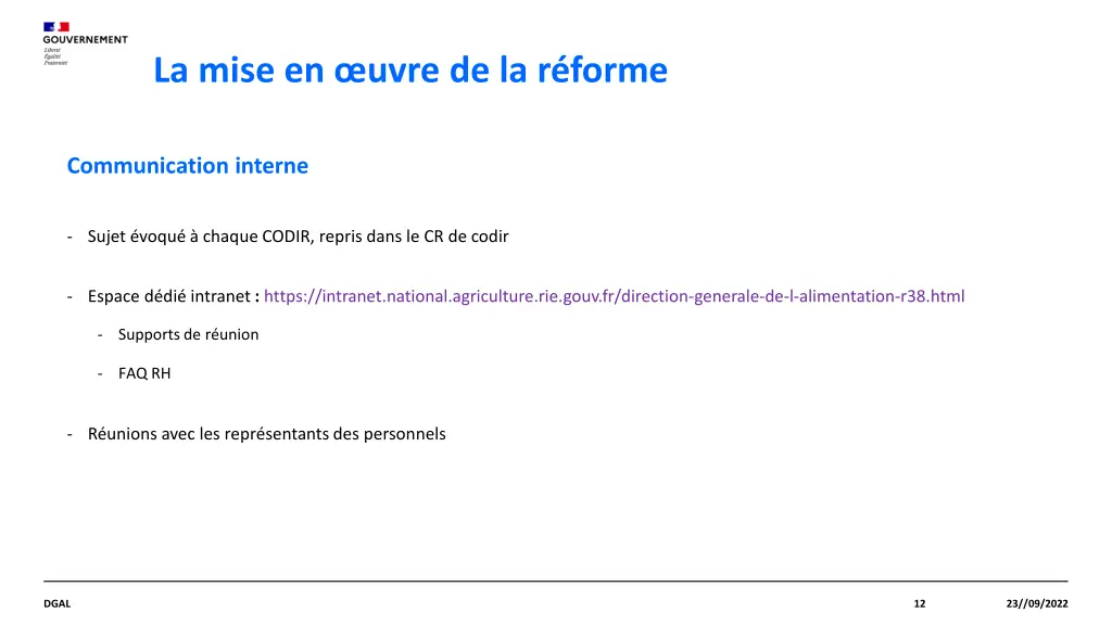 la mise en uvre de la r forme 6