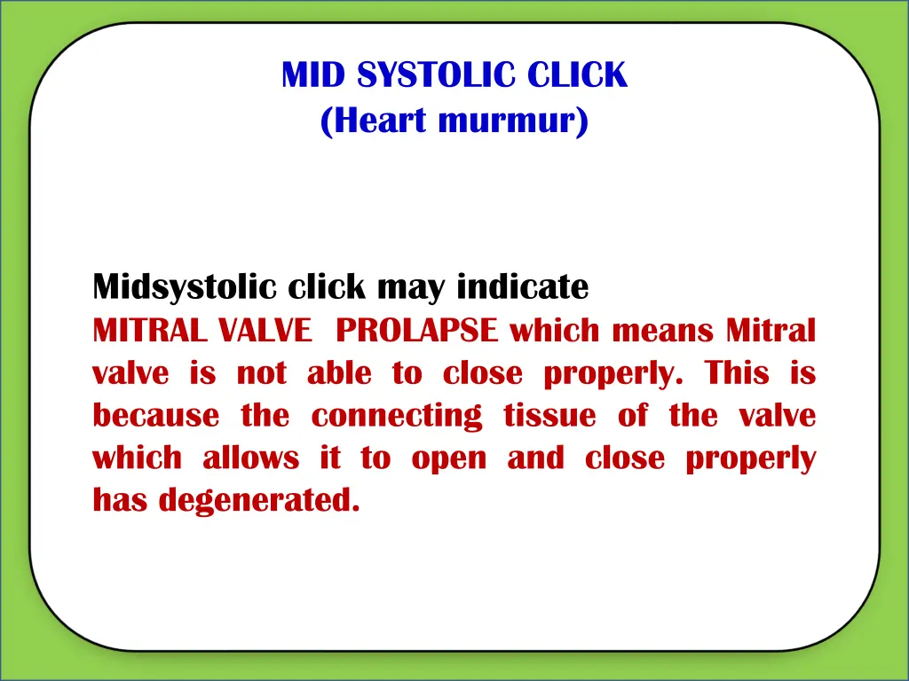 mid systolic click heart murmur 2