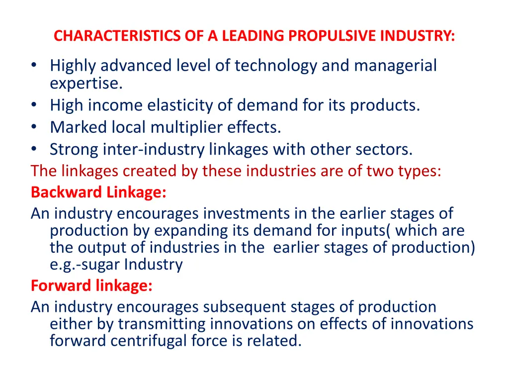 characteristics of a leading propulsive industry