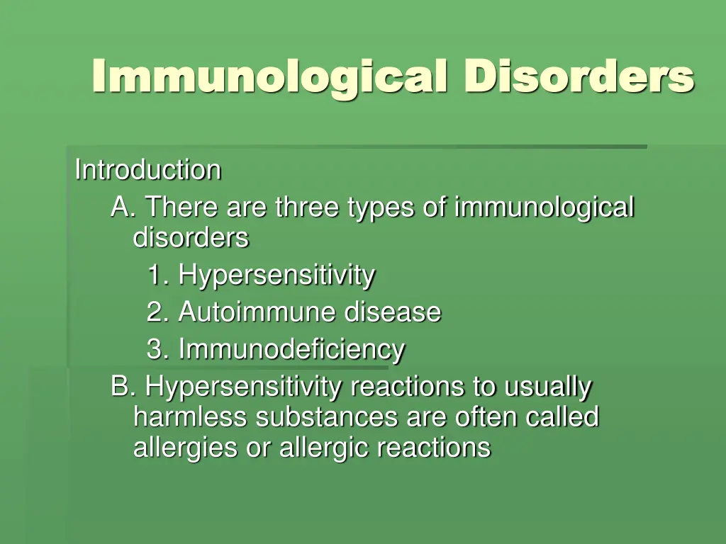 immunological disorders immunological disorders