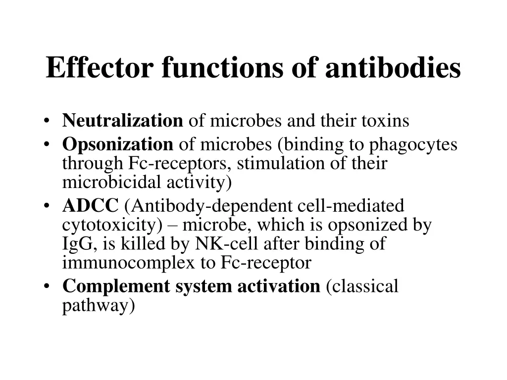 effector functions of antibodies