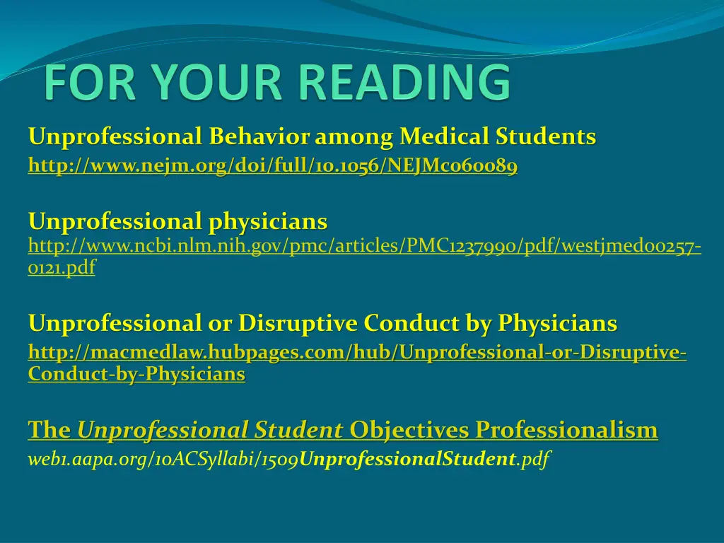 unprofessional behavior among medical students