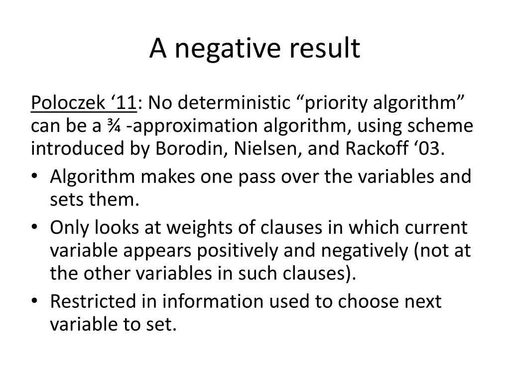 a negative result