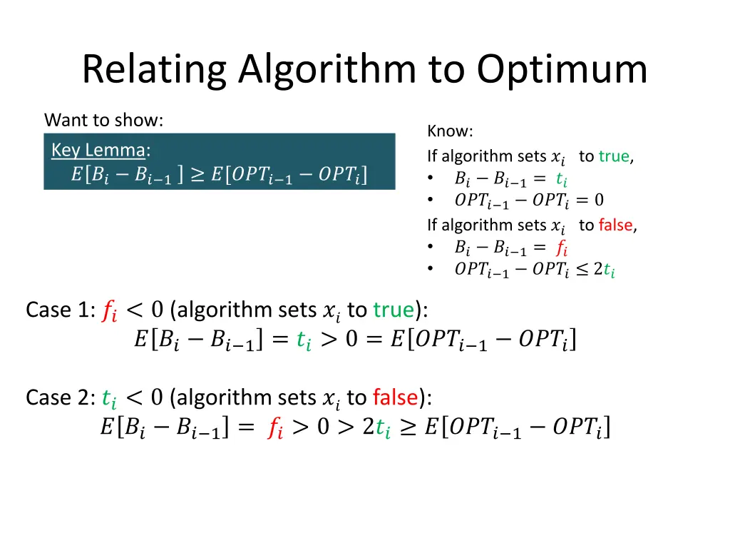 relating algorithm to optimum 1