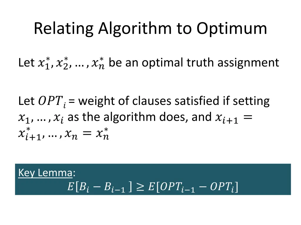 relating algorithm to optimum