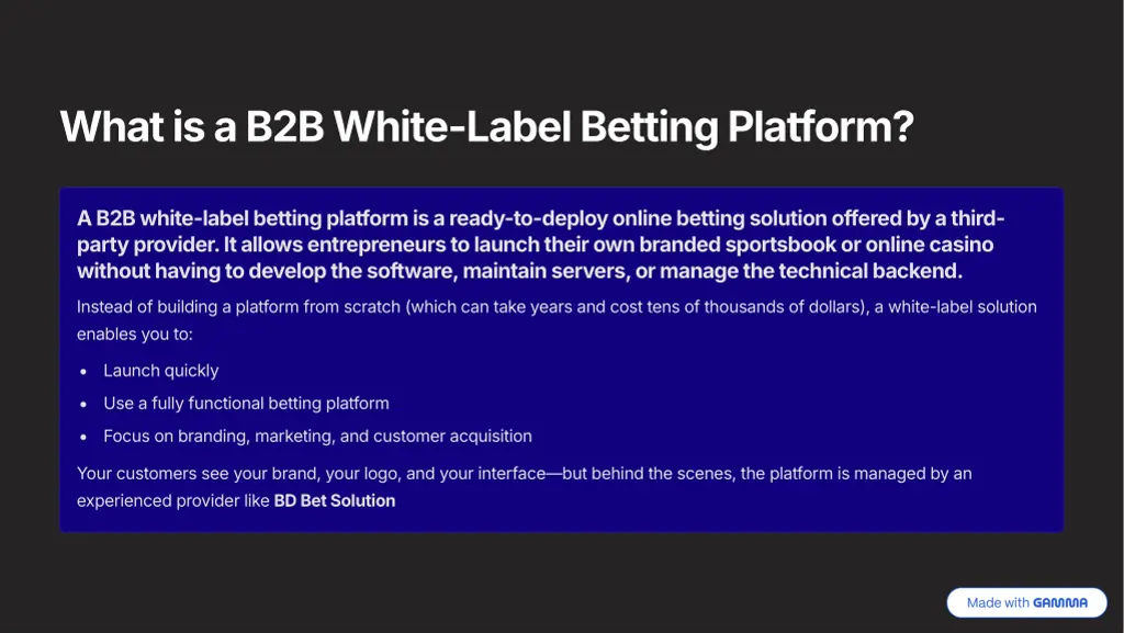 what is a b2b white label betting platform