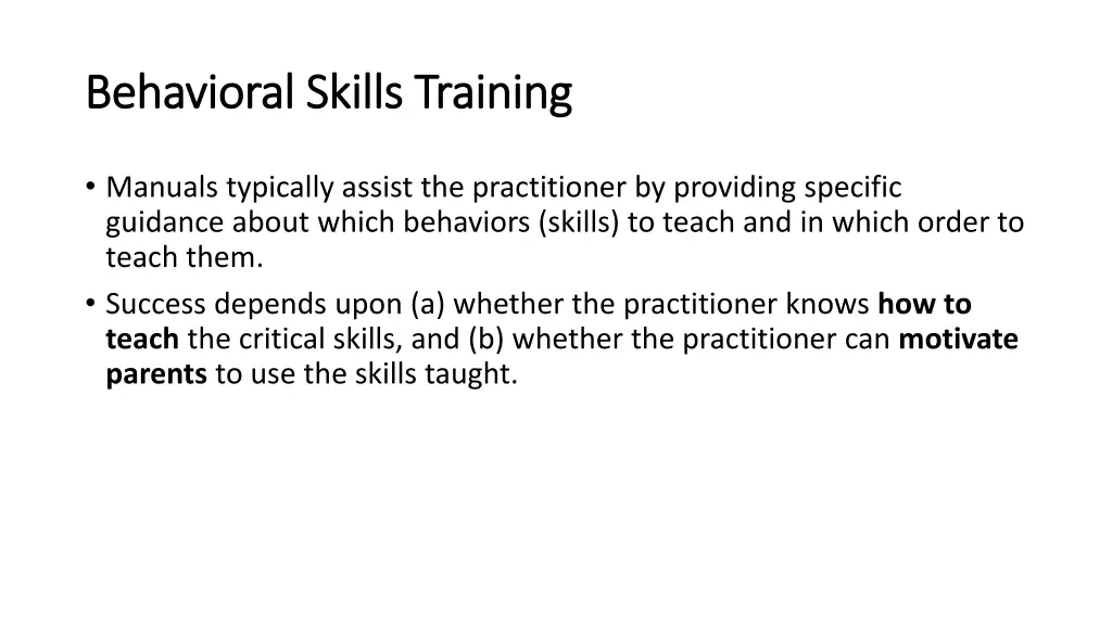 behavioral skills training behavioral skills