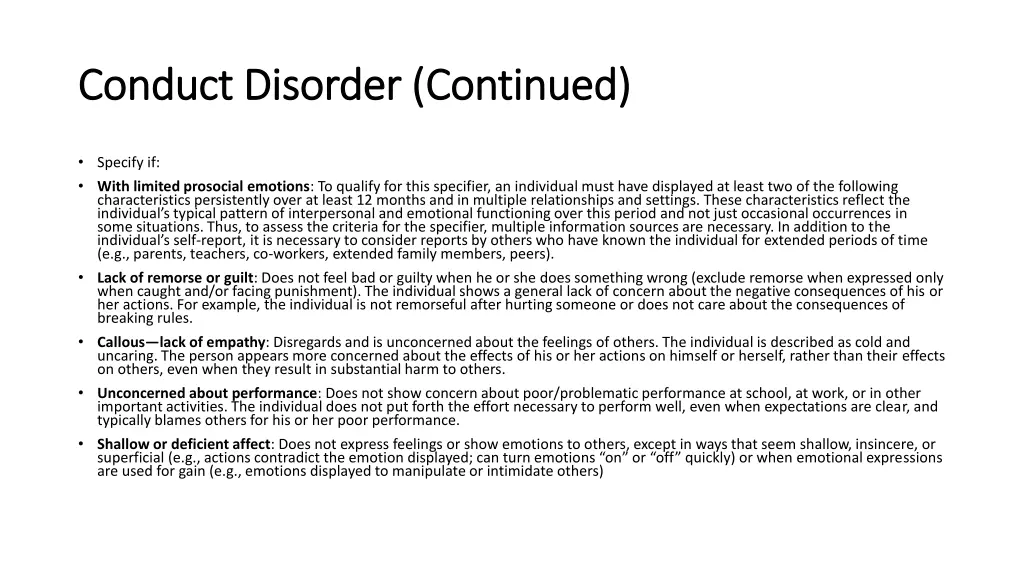 conduct disorder continued conduct disorder 2
