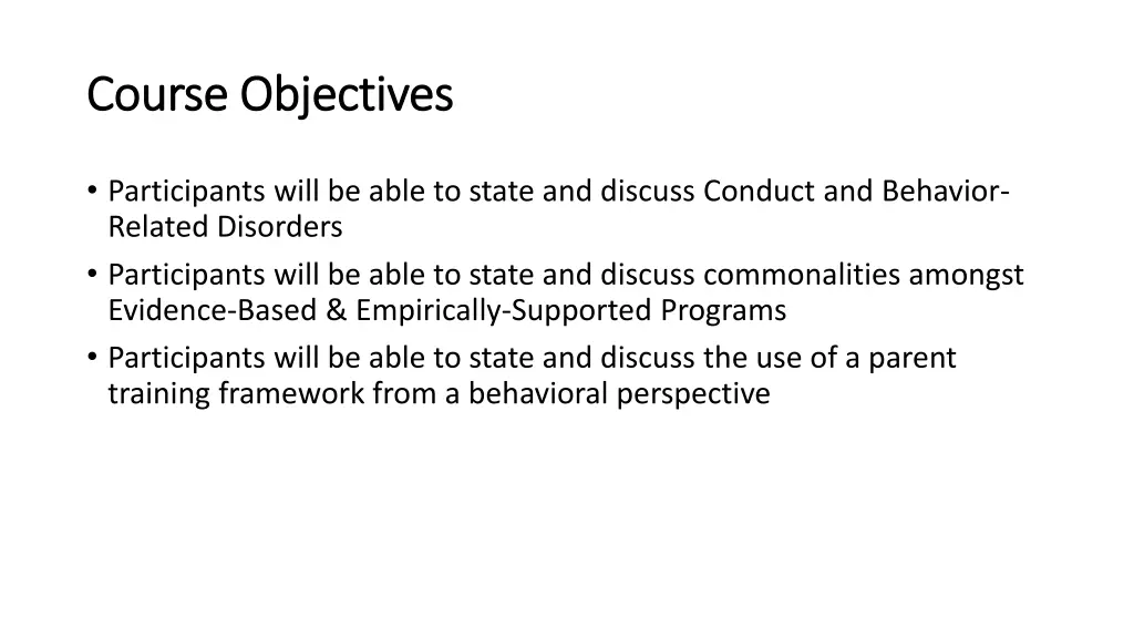 course objectives course objectives